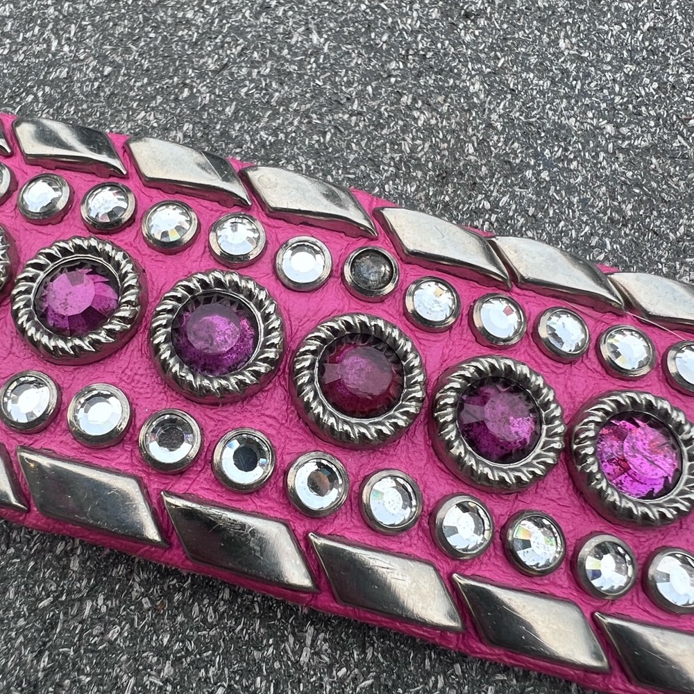 Kippys vintage pink leather cowgirl belt with Swarovski crystals - Picture 5 of 7